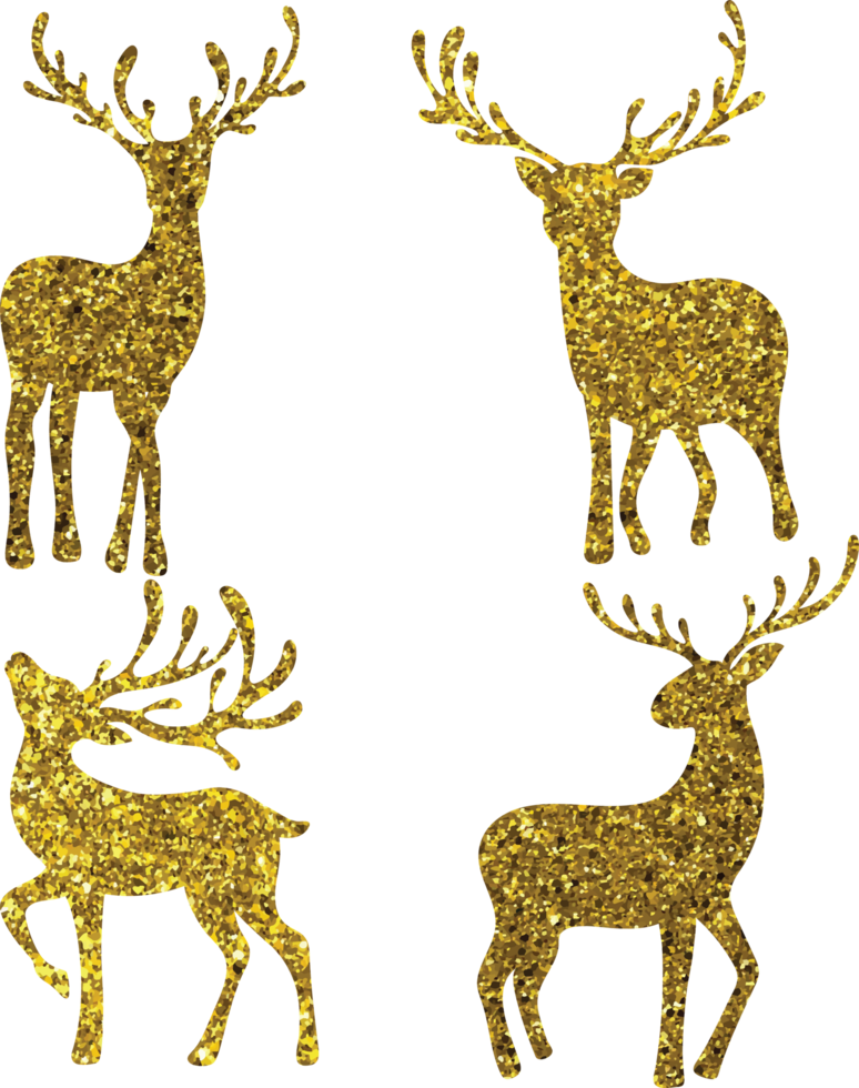 Deer Silhouette Collection with glow glitter png