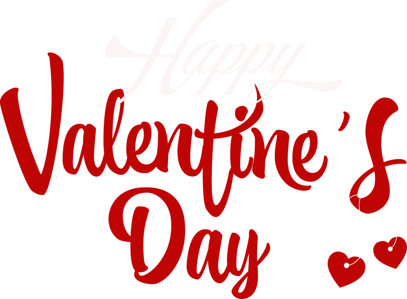 typografie des glücklichen valentinstagtextes mit herzen png