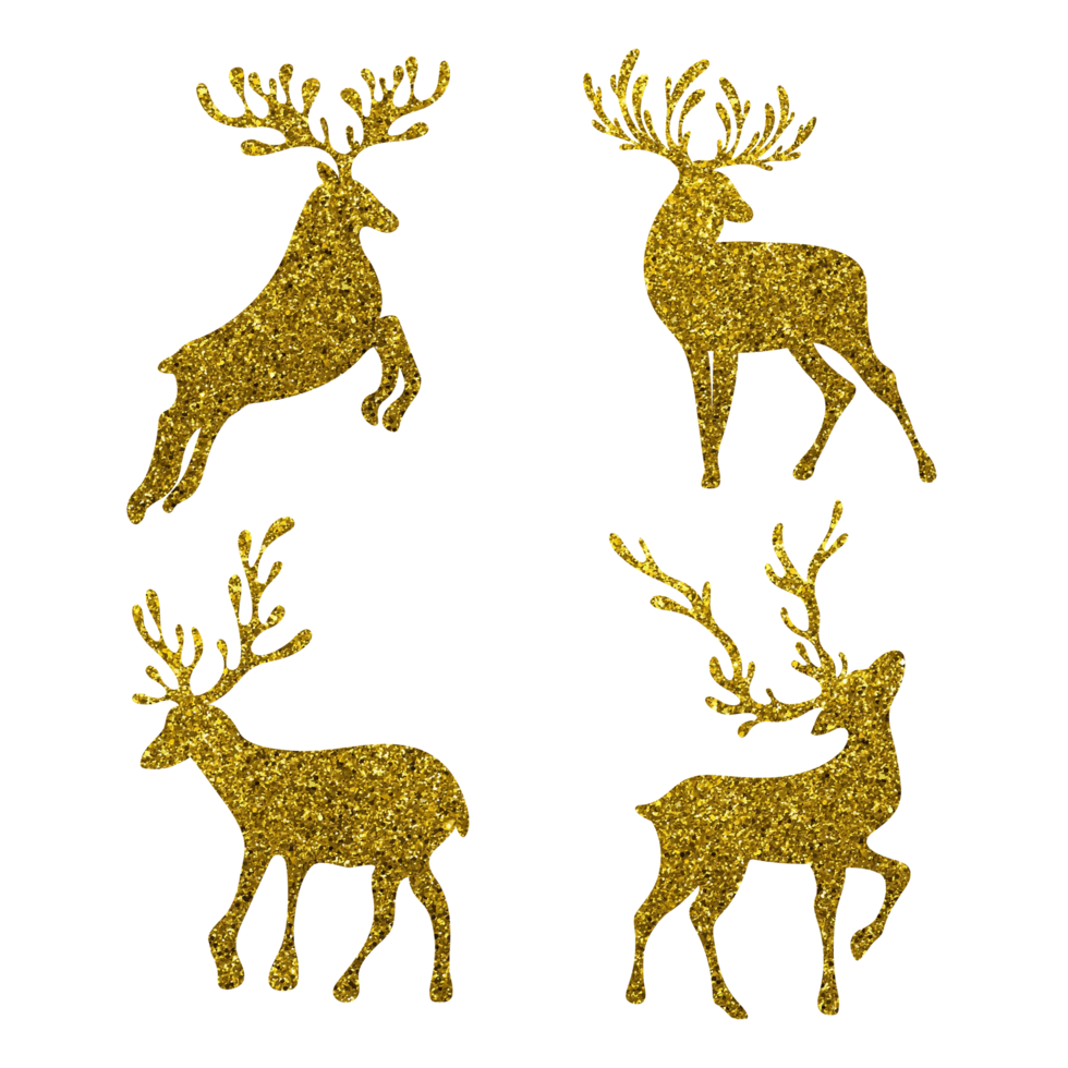 collection de cerfs avec des paillettes brillantes png