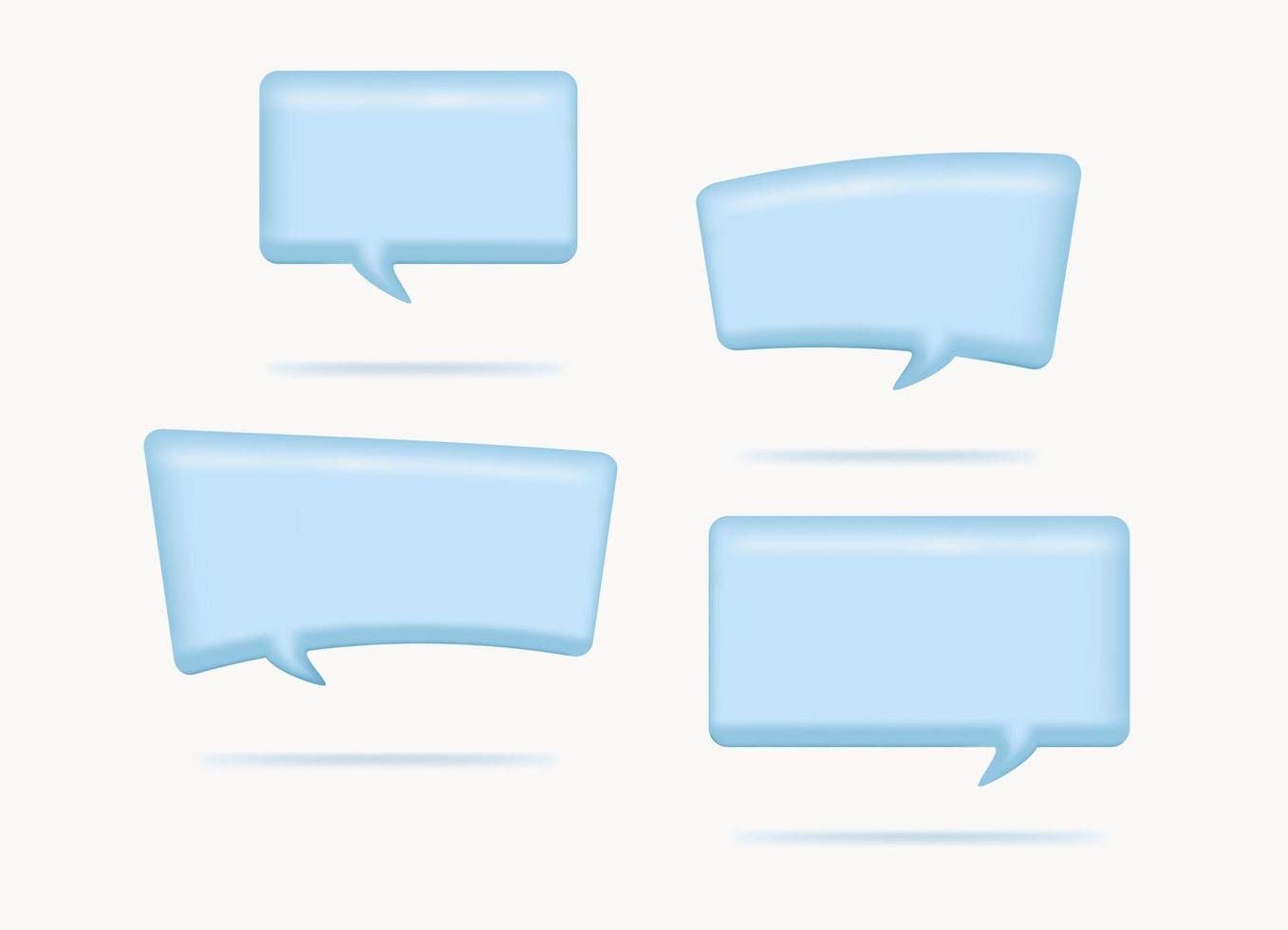 cute 3d blue bubble speak chat communication set icon illustration in square rounded shape vector