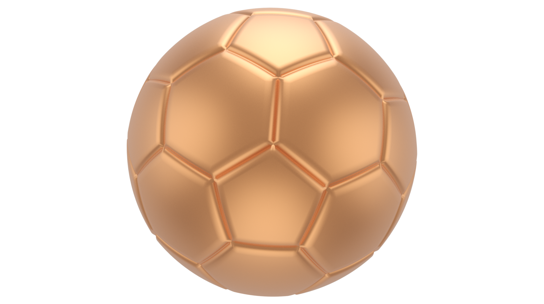 3d realistic Golden soccer ball on it isolated on transparent PNG