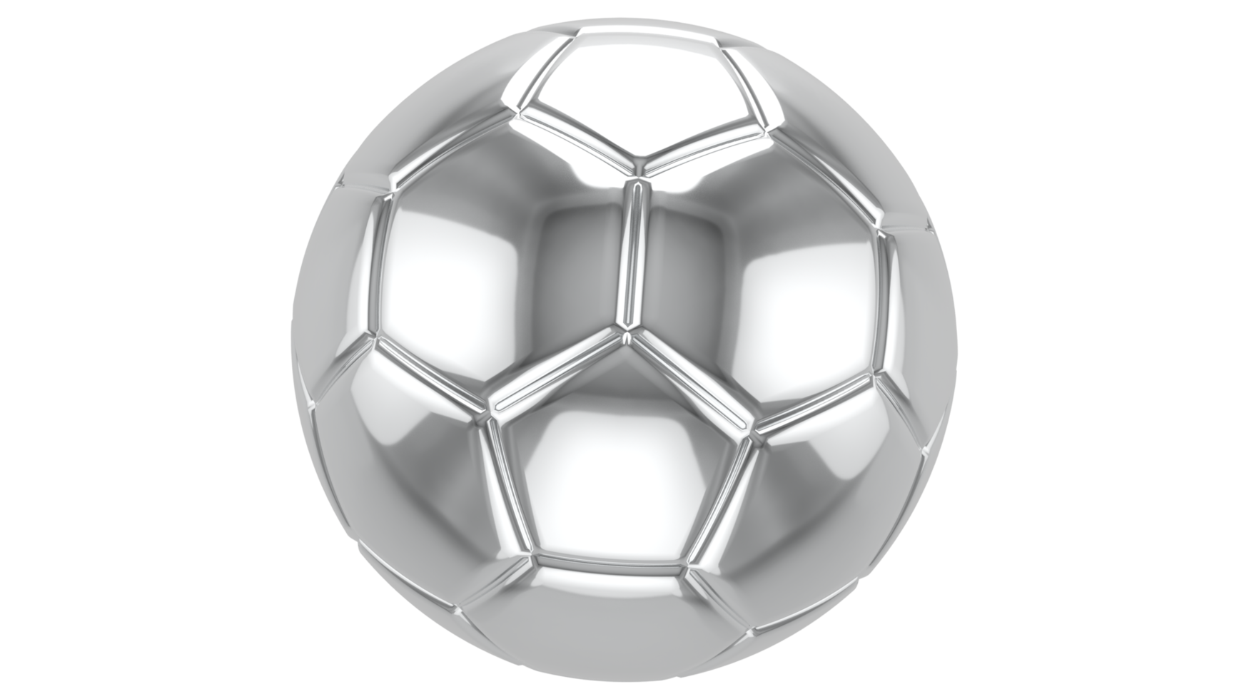 3d realistic Sliver soccer ball on it isolated on transparent PNG background