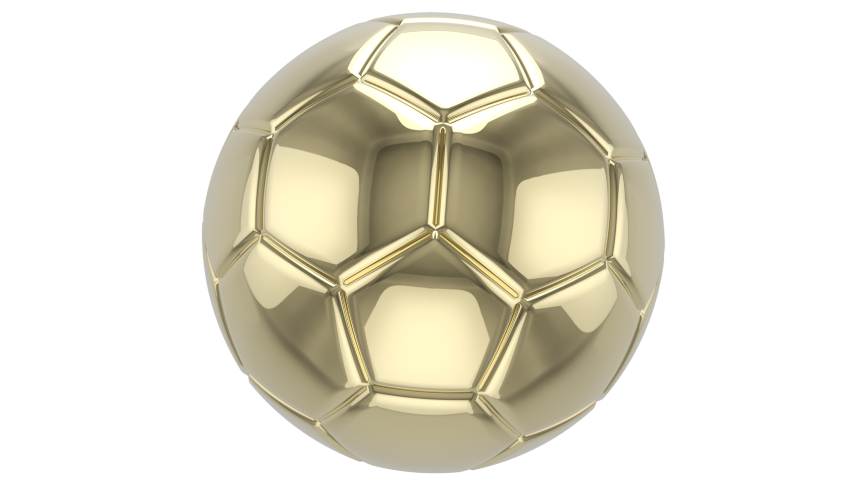 Balón de fútbol dorado realista 3d aislado en png transparente