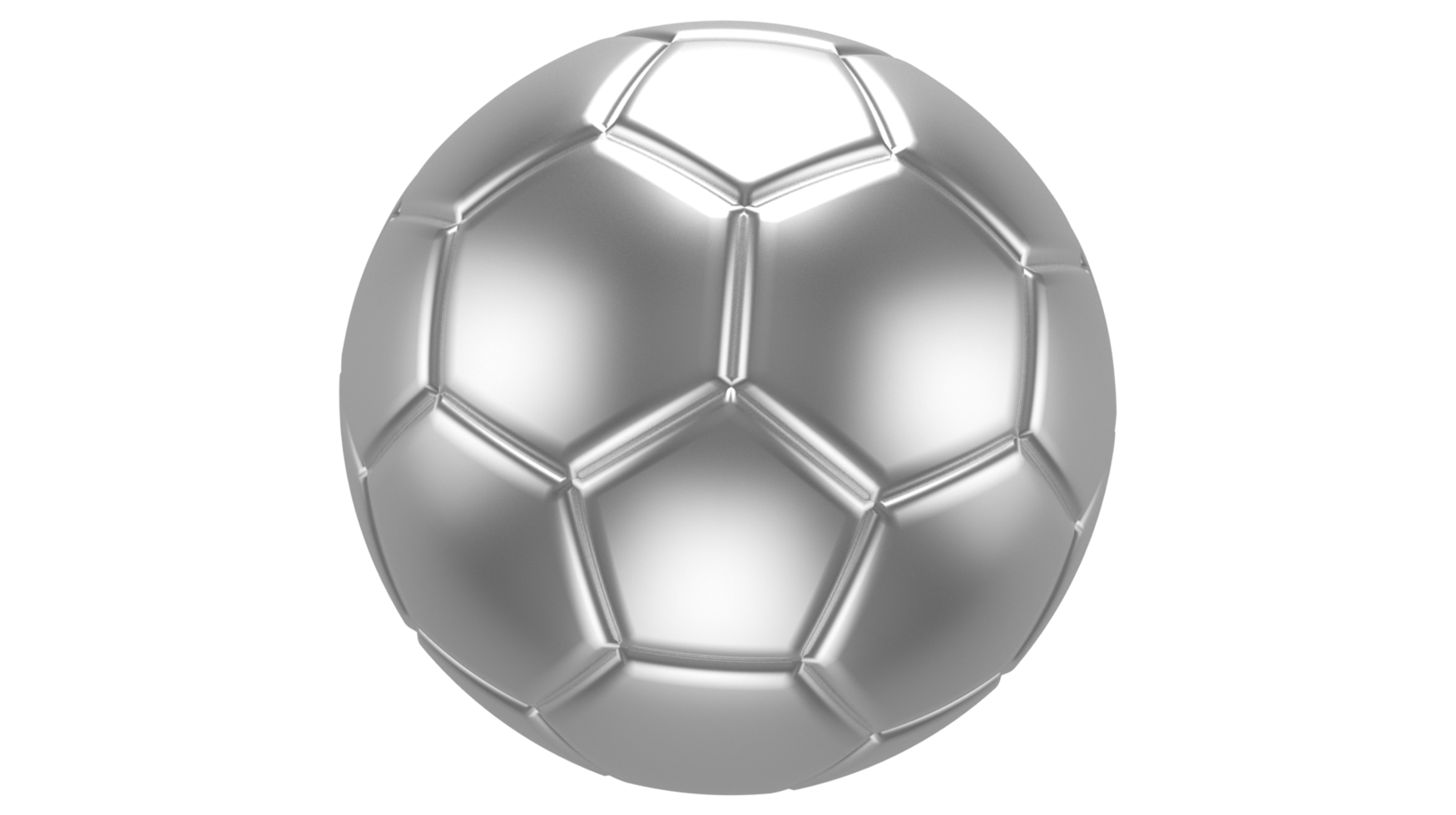 3d realistic Sliver soccer ball on it isolated on transparent PNG background