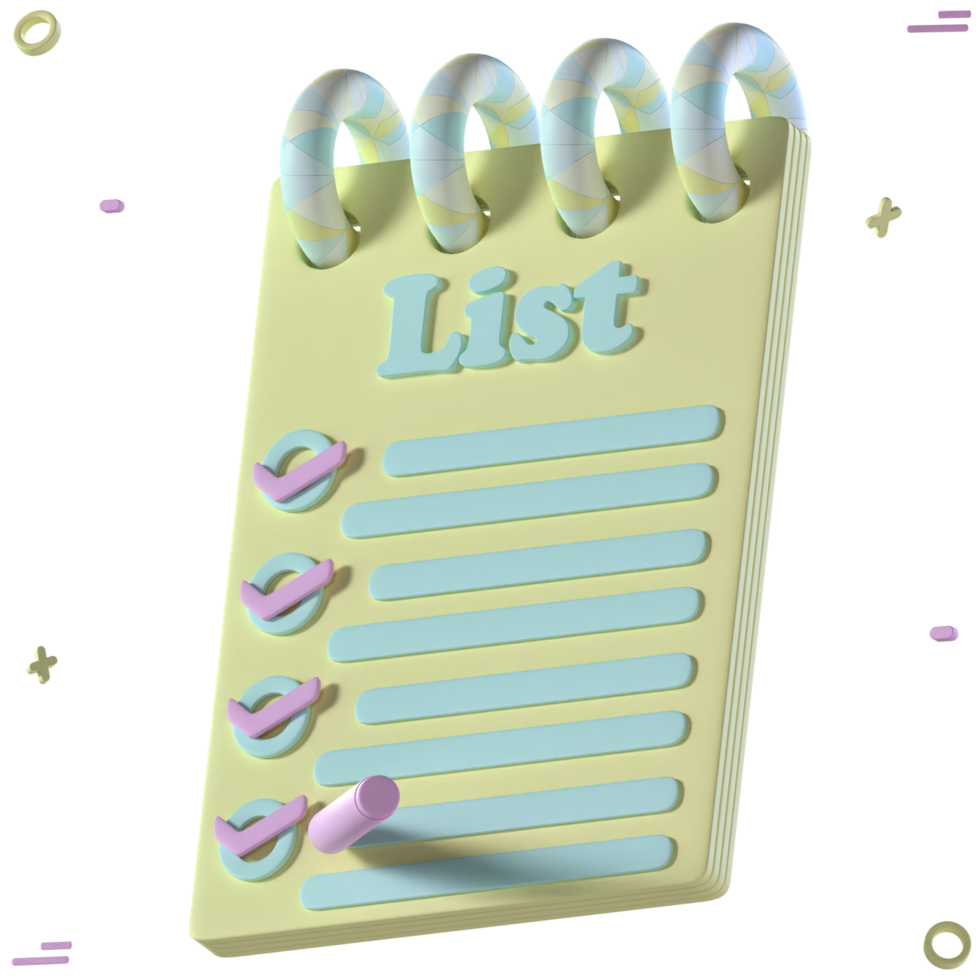 liste de notes d'icônes 3d png