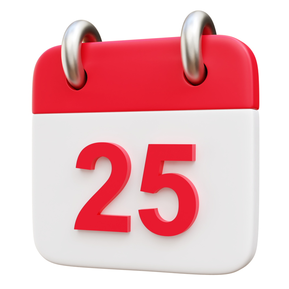 Christmas calendar 3d icon render illustration png
