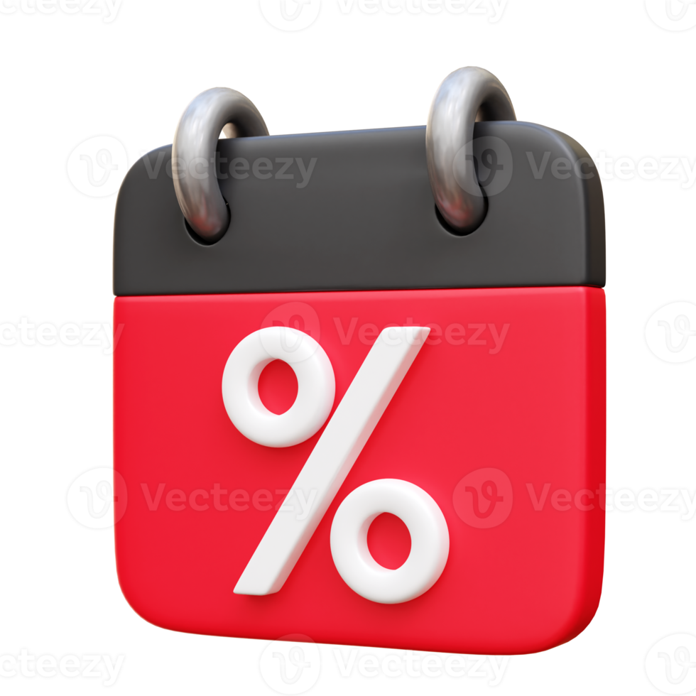 Black friday calendar 3d icon render illustration png