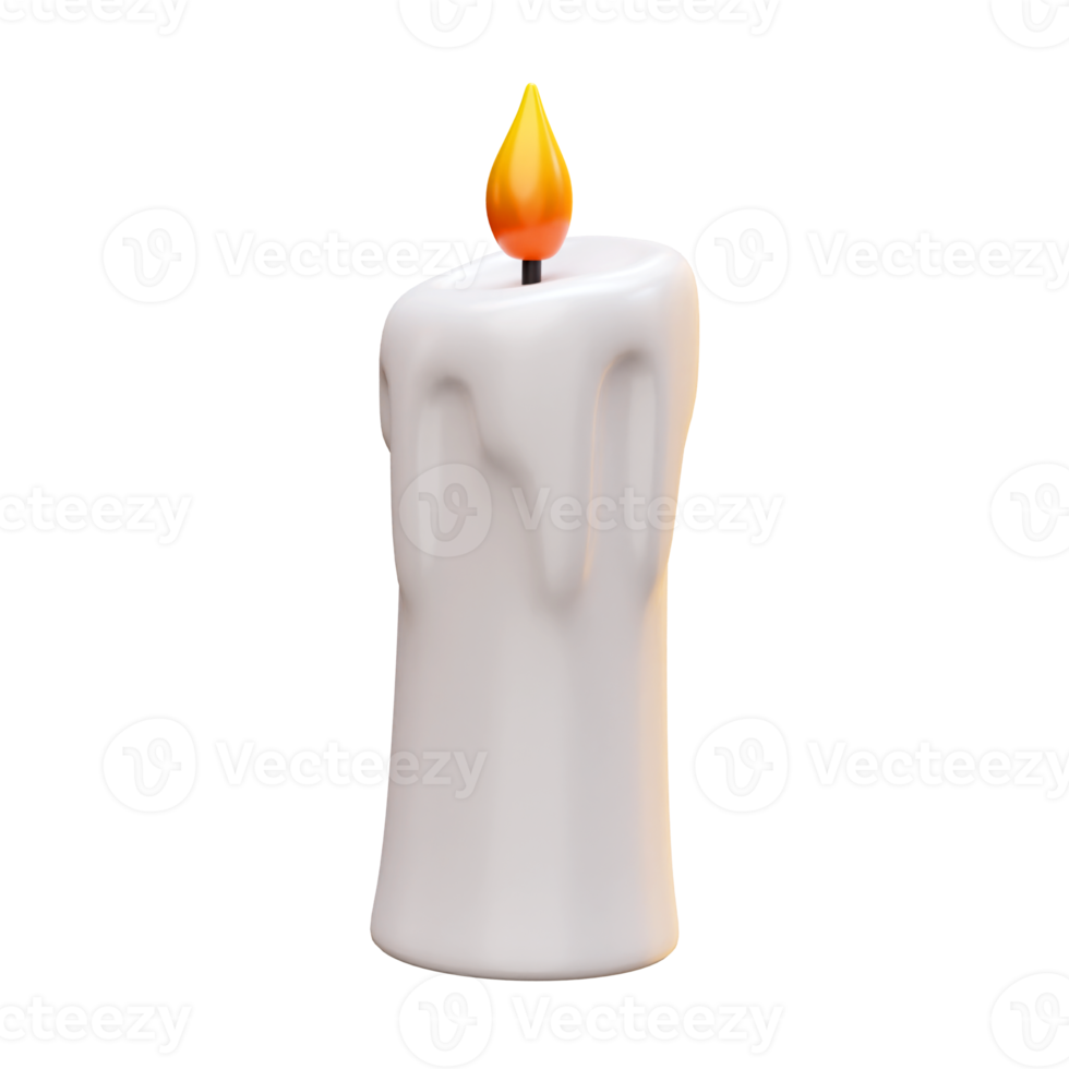 White candle 3d icon render illustration png