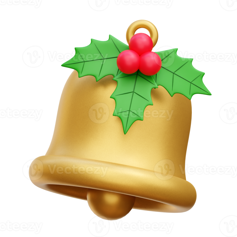 Christmas bell 3d icon render illustration png