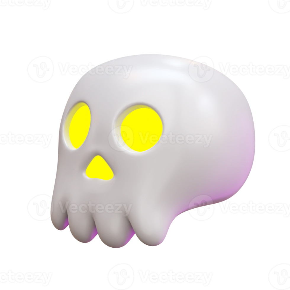 Cute skull 3d icon render illustration png