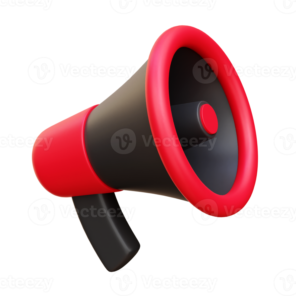 Megaphone Red Black 3d icon render illustration png