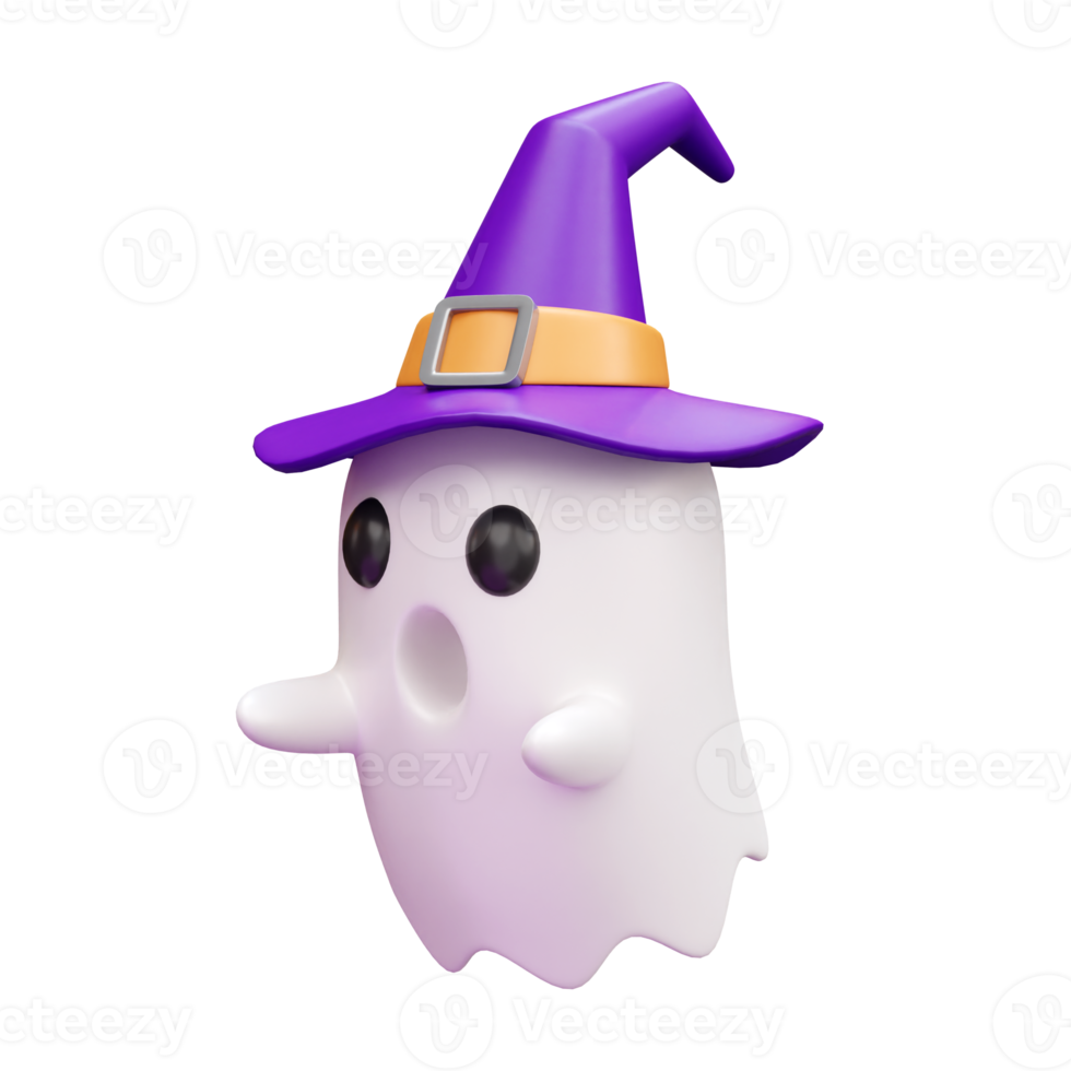 ilustração de renderização de ícone 3d de fantasma fofo de halloween png