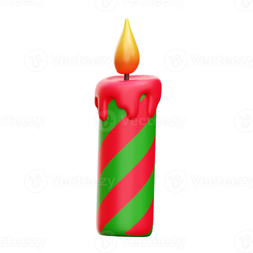 Christmas candle 3d icon render illustration png