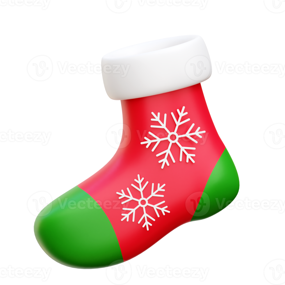 Christmas sock 3d icon render illustration png