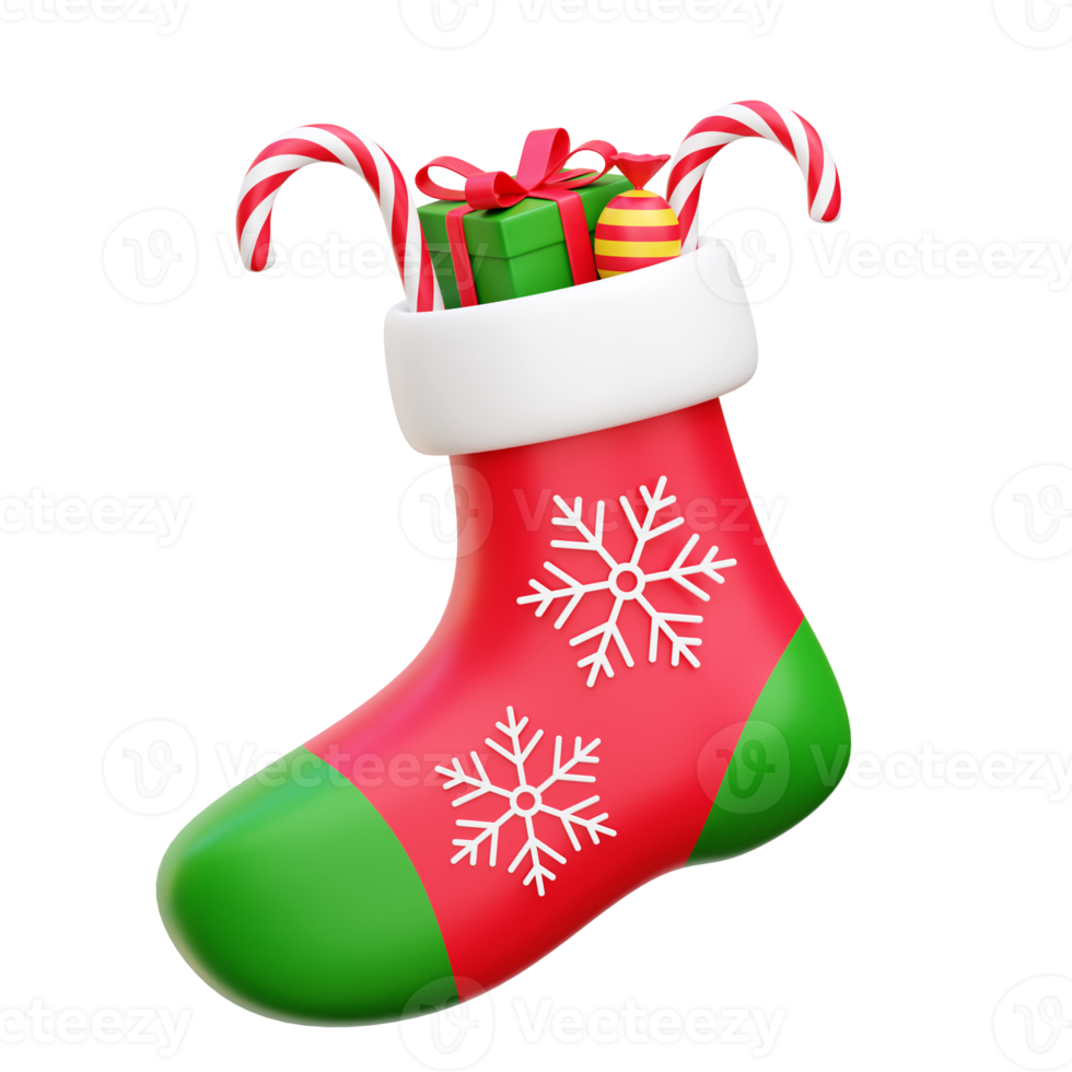 Christmas sock 3d icon render illustration png