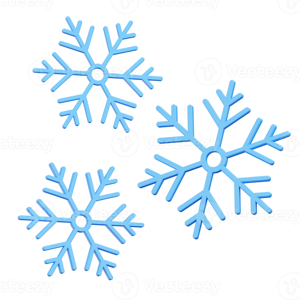 illustration de rendu 3d icône flocons de neige png