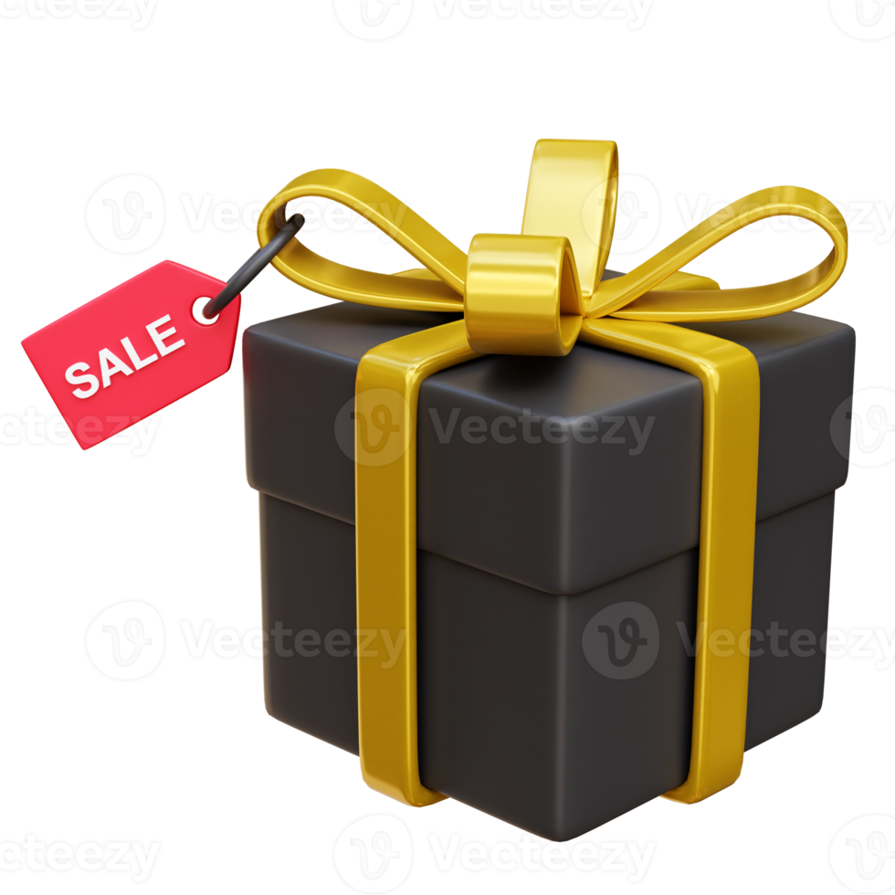 Gift box sale 3d icon render illustration png