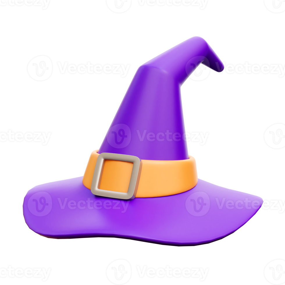 Purple witch hat 3d icon render illustration png