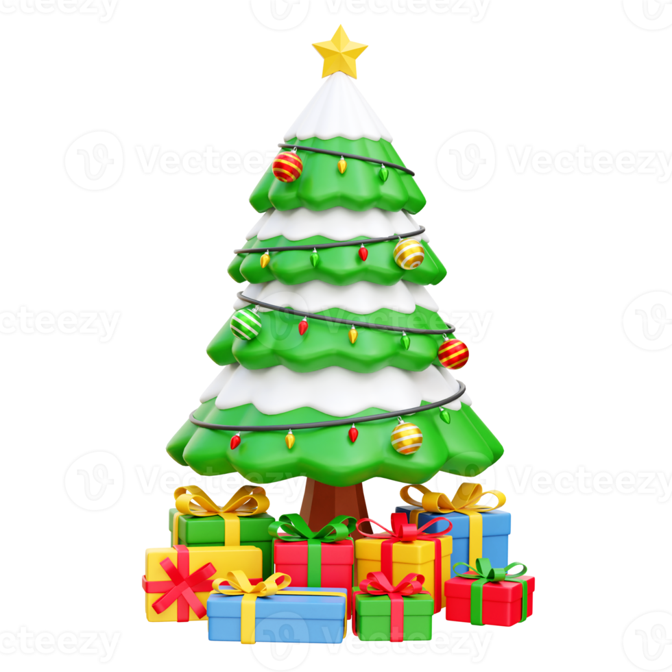 Christmas tree 3d icon render illustration png