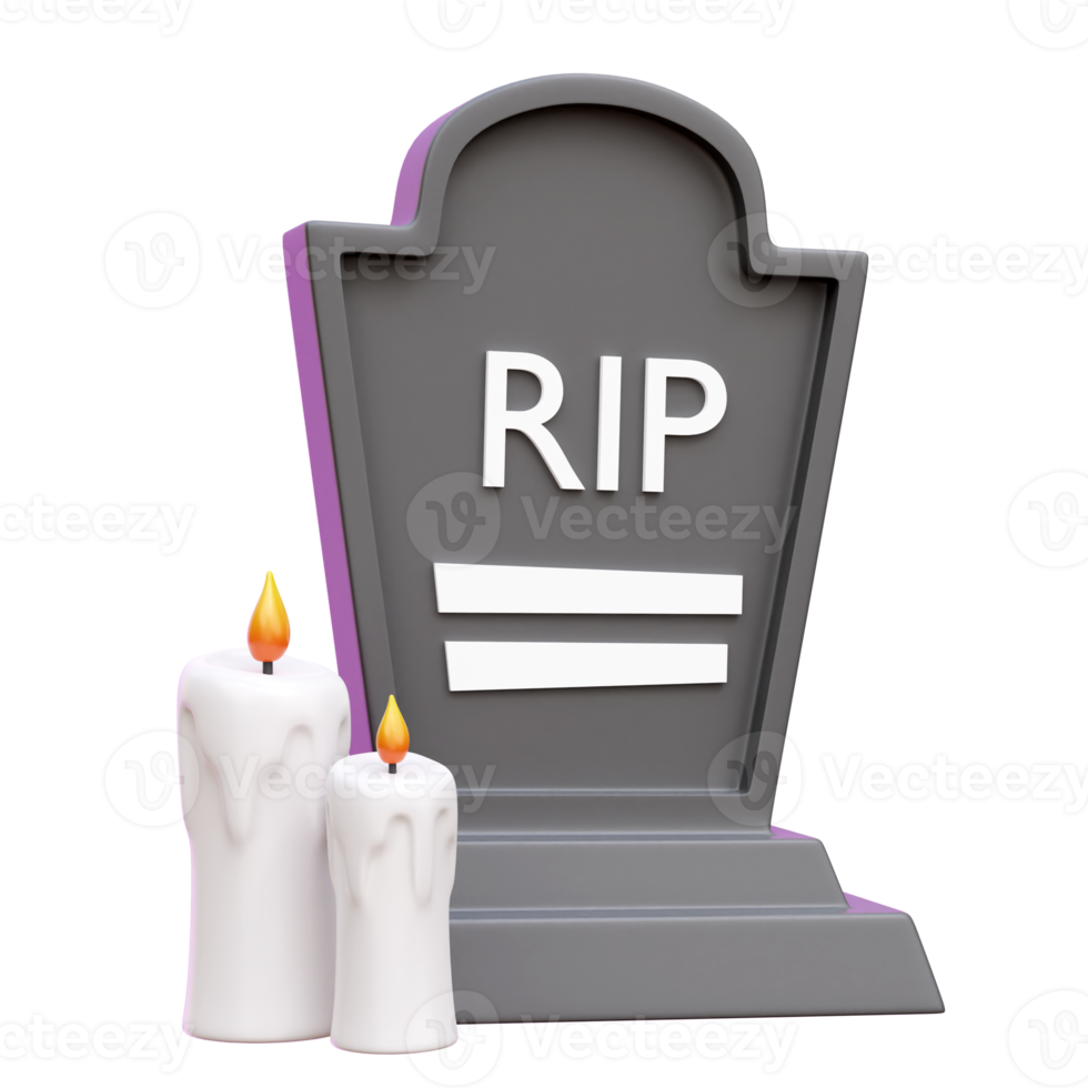 Tombstone candle 3d icon render illustration png