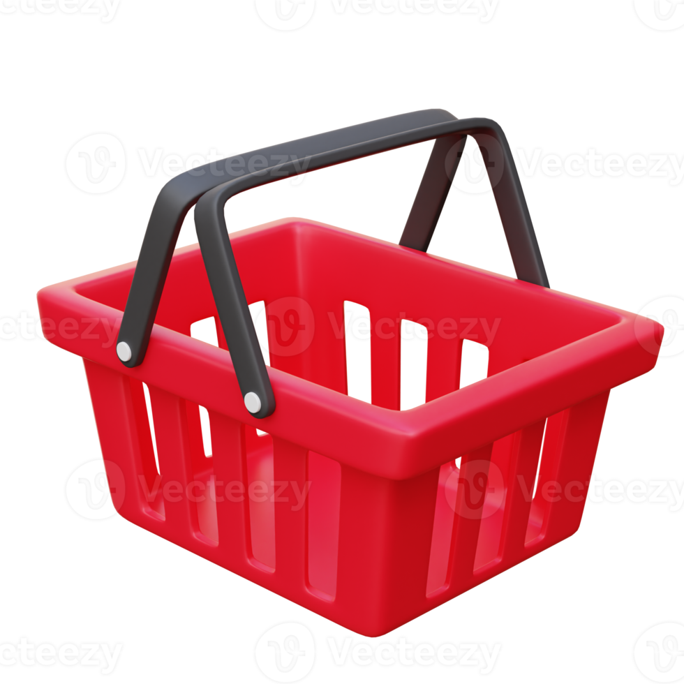 Shopping basket 3d icon render illustration png