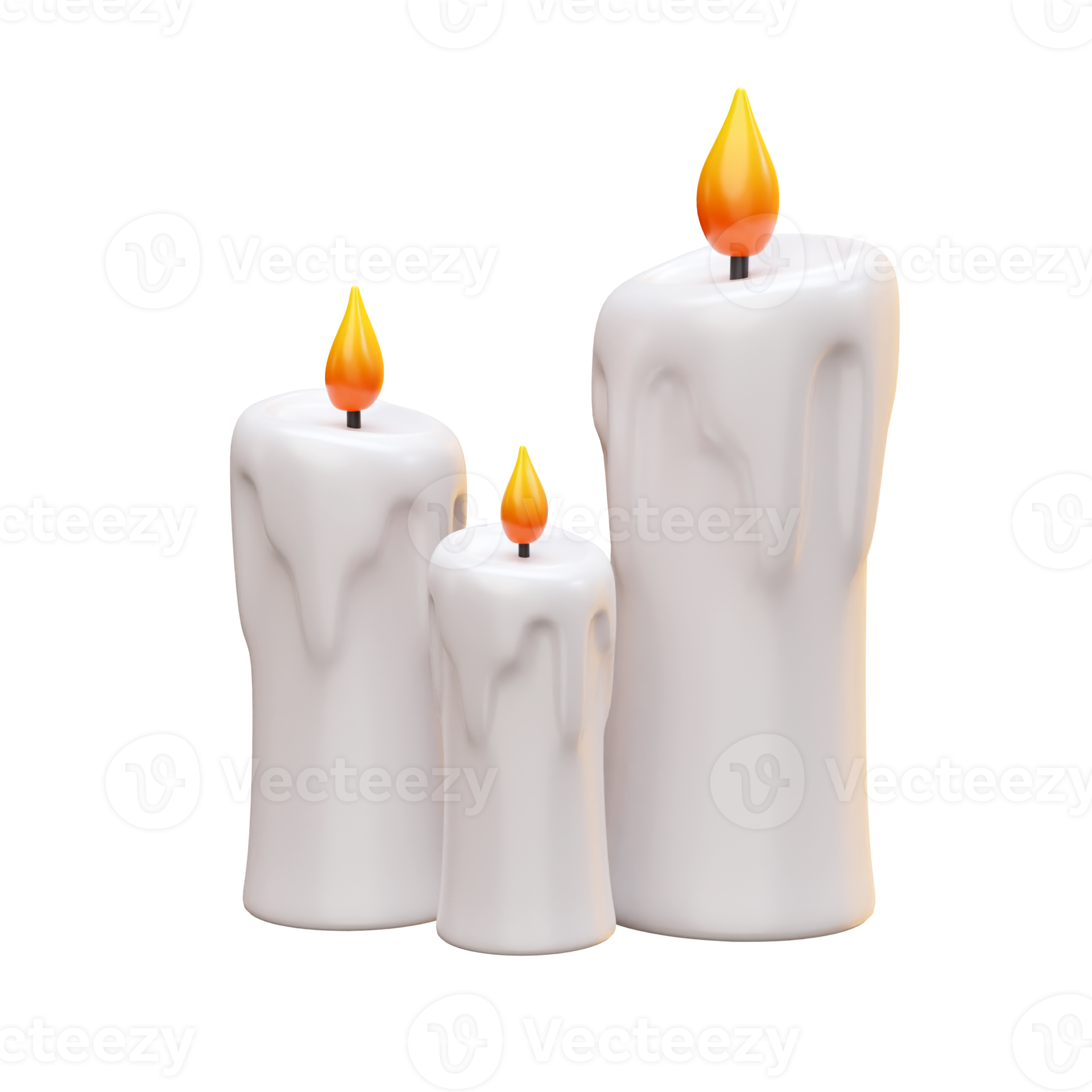 Three white candles 3d icon render illustration 16327501 PNG
