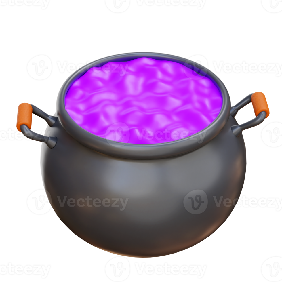 Witch cauldron pot 3d icon render illustration png