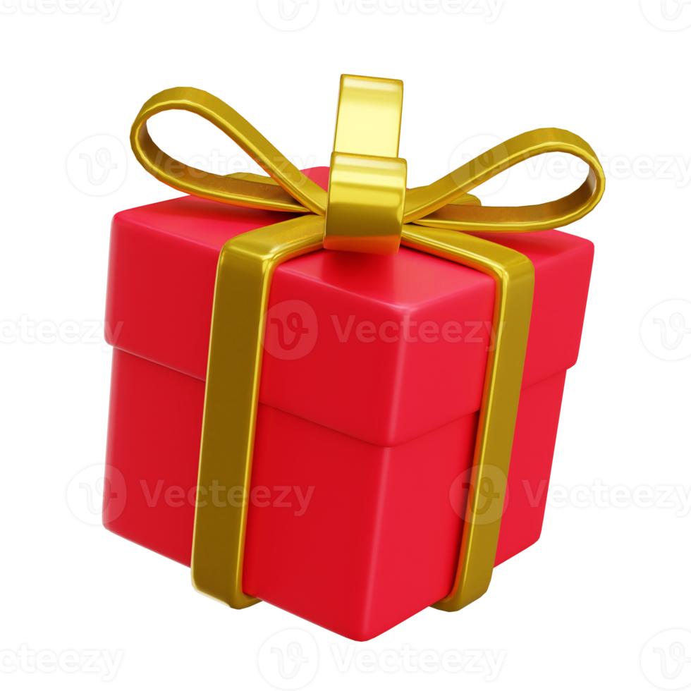 Red gift box 3d icon render illustration png