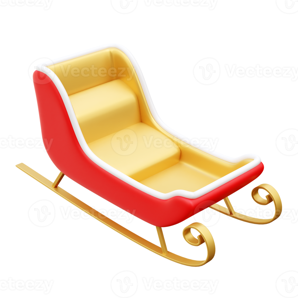 Santa Sleigh 3d icon render illustration png