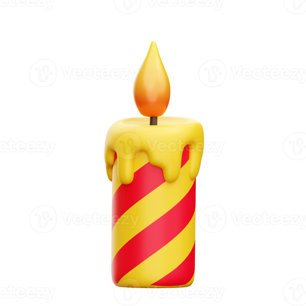 Christmas candle 3d icon render illustration png