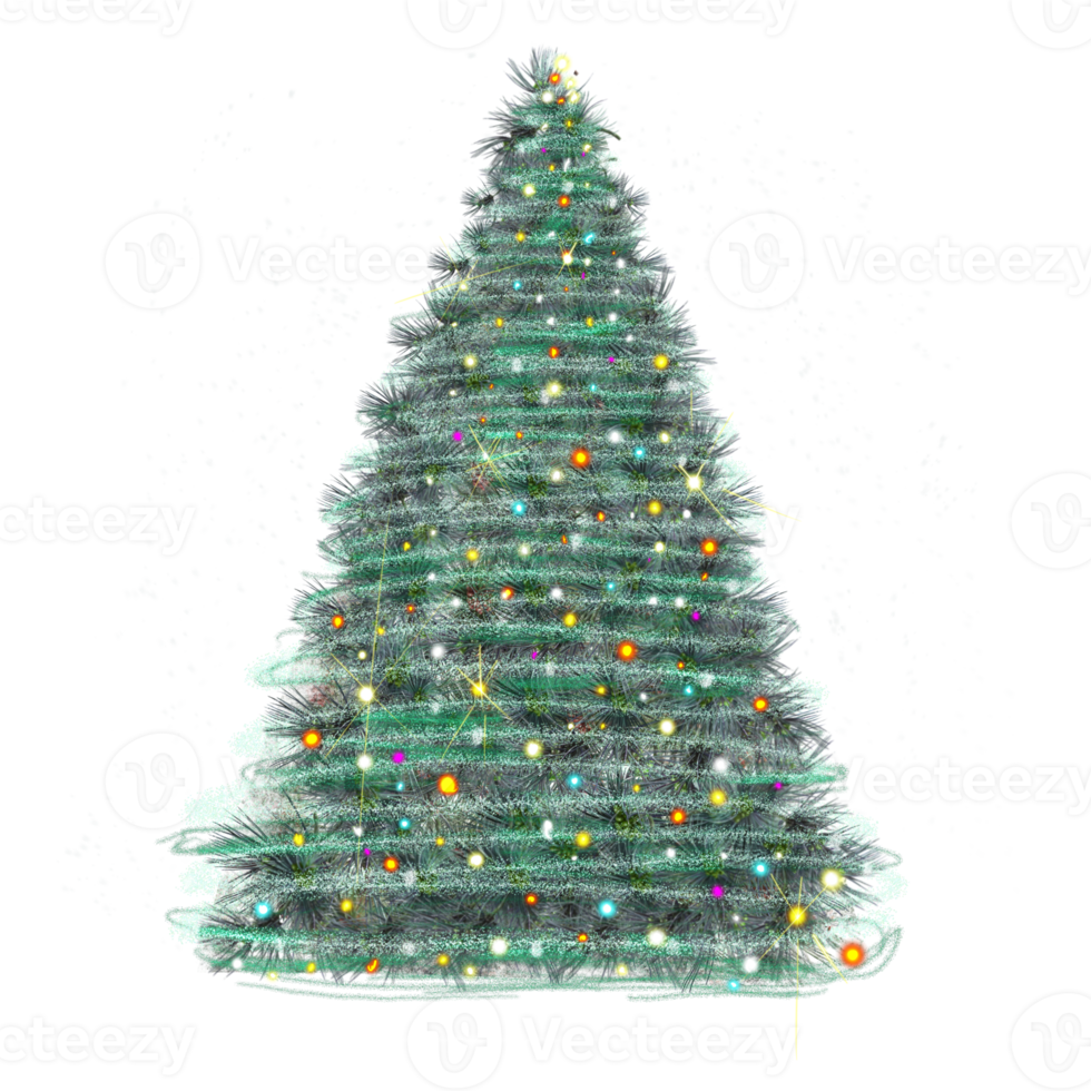 christmas tree with sparkling lights drawing png