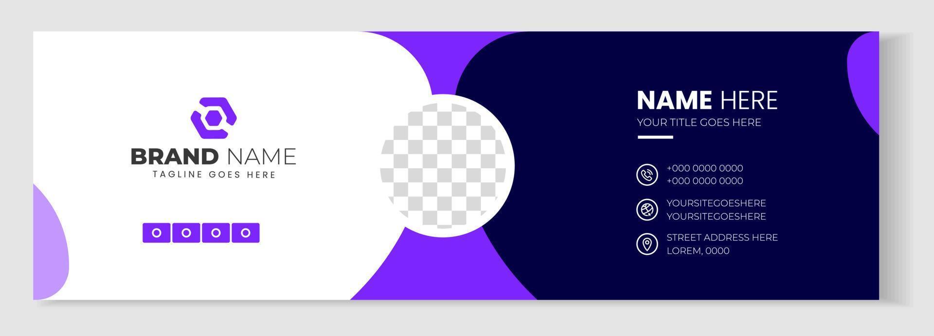 Email signature template. Corporate Modern Email Signature Design template. Email signature template design with purple color. business e signature vector design.