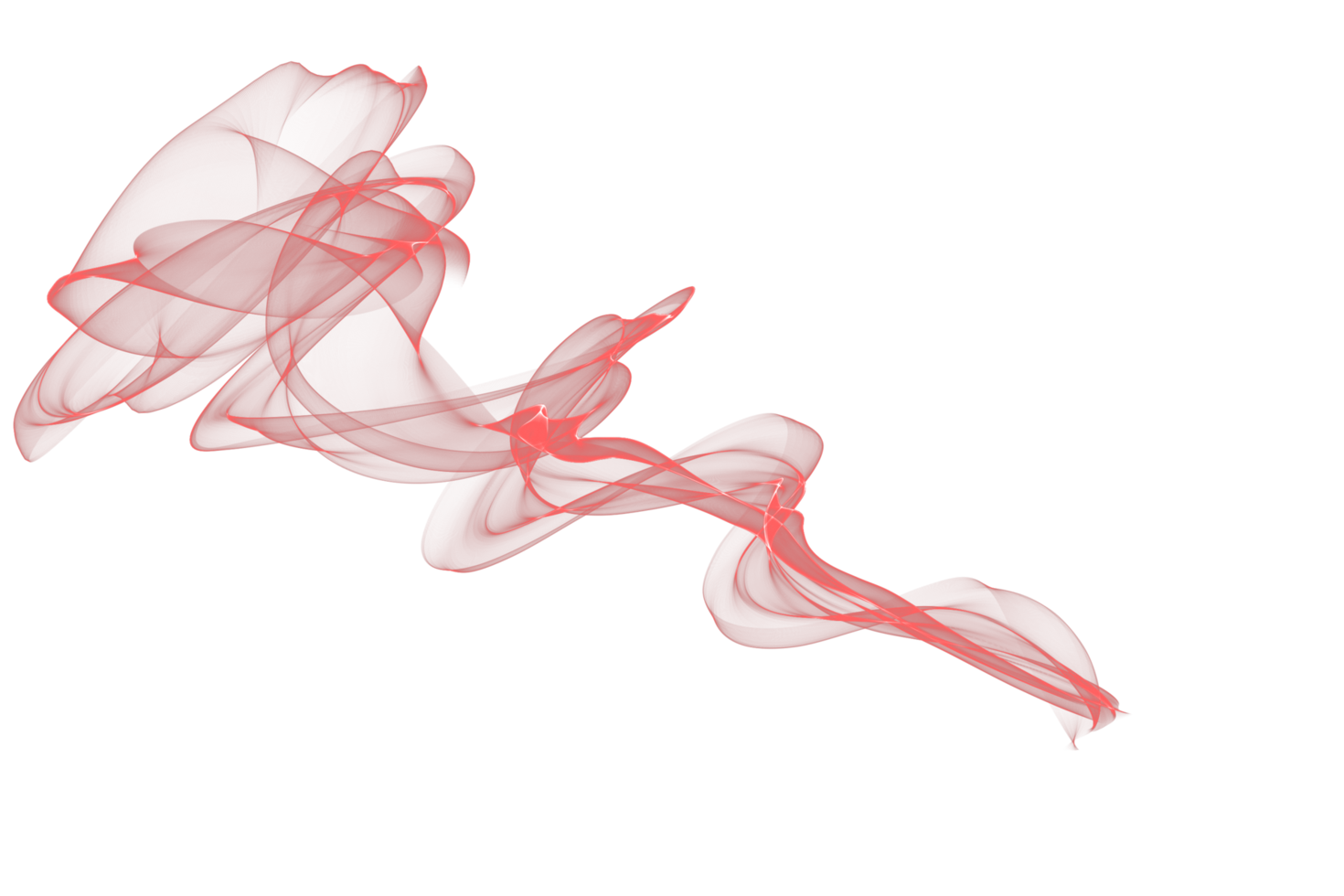 Abstract red color smoke flame transparent background, colorful wave flowing isolated background design png