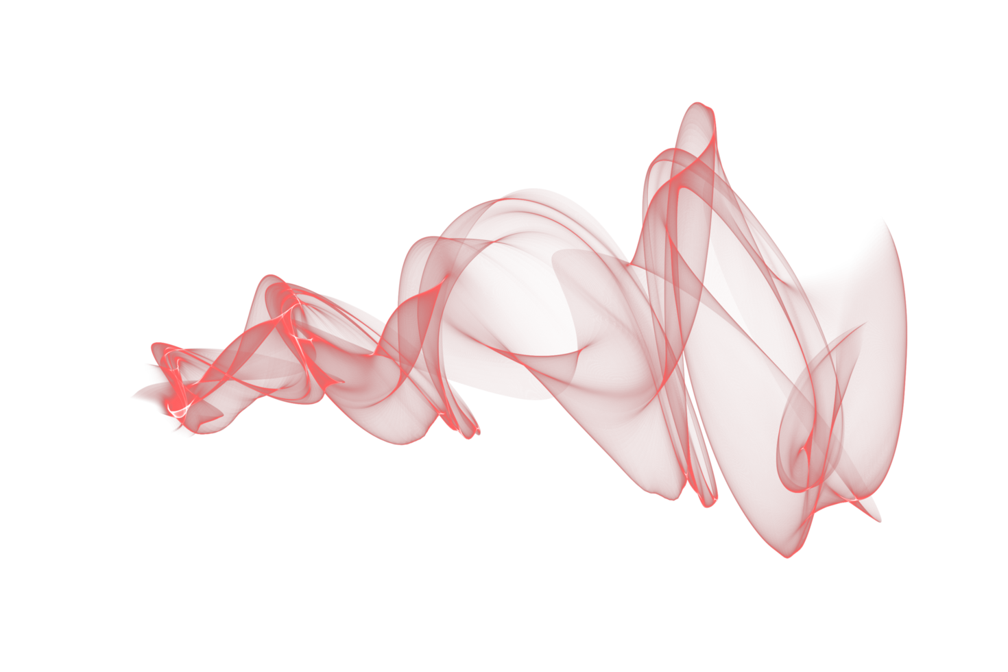 Abstract red color smoke flame transparent background, colorful wave flowing isolated background design png