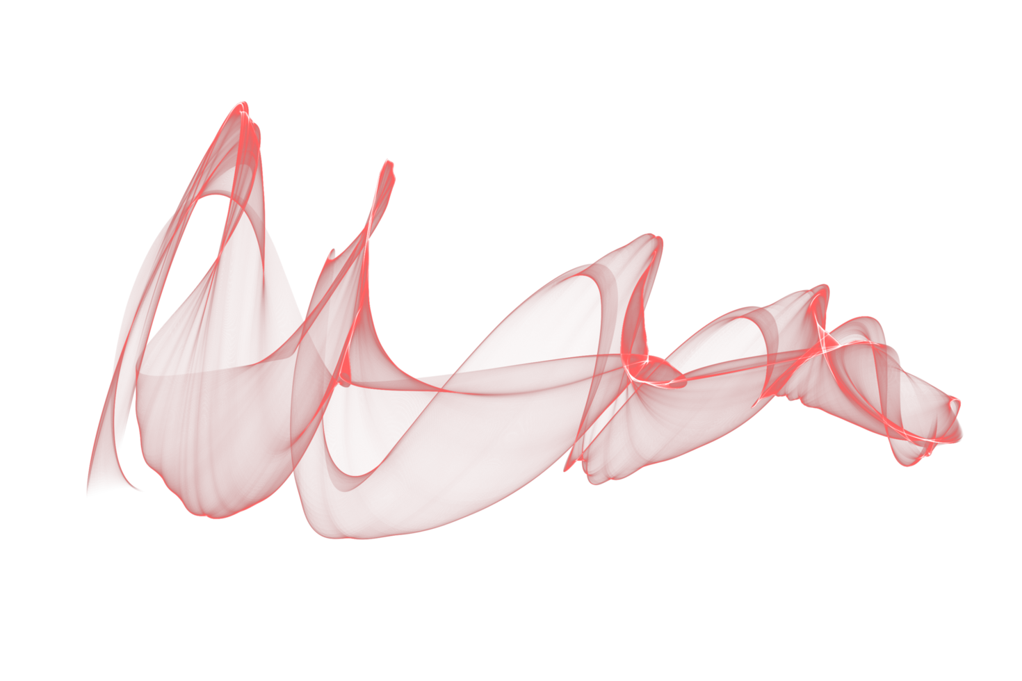 Abstract red color smoke flame transparent background, colorful wave flowing isolated background design png