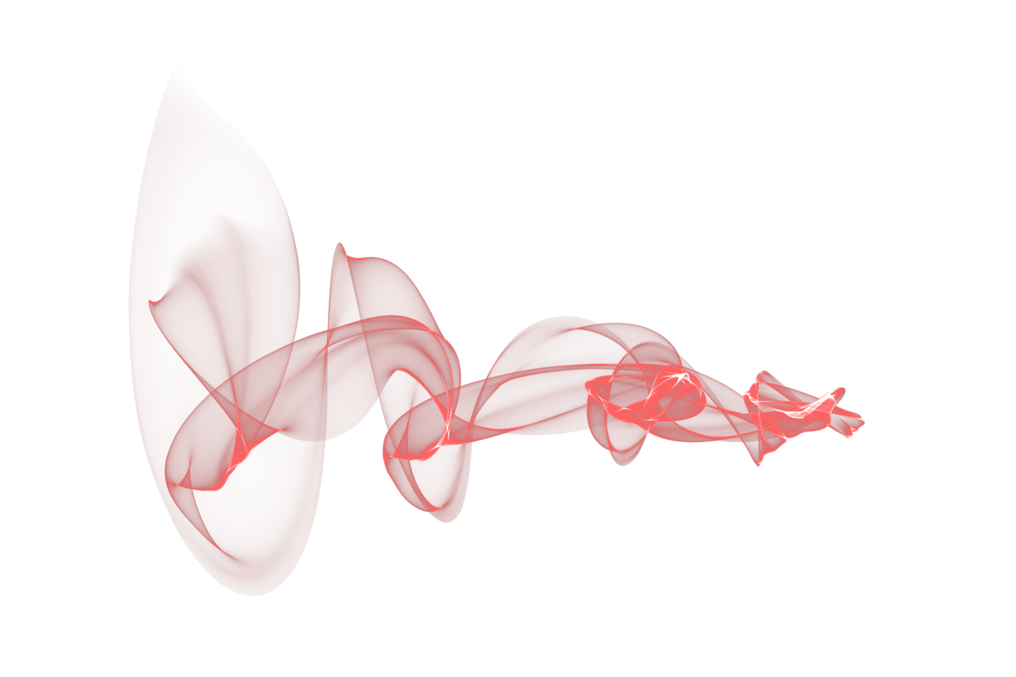 Abstract red color smoke flame transparent background, colorful wave flowing isolated background design png