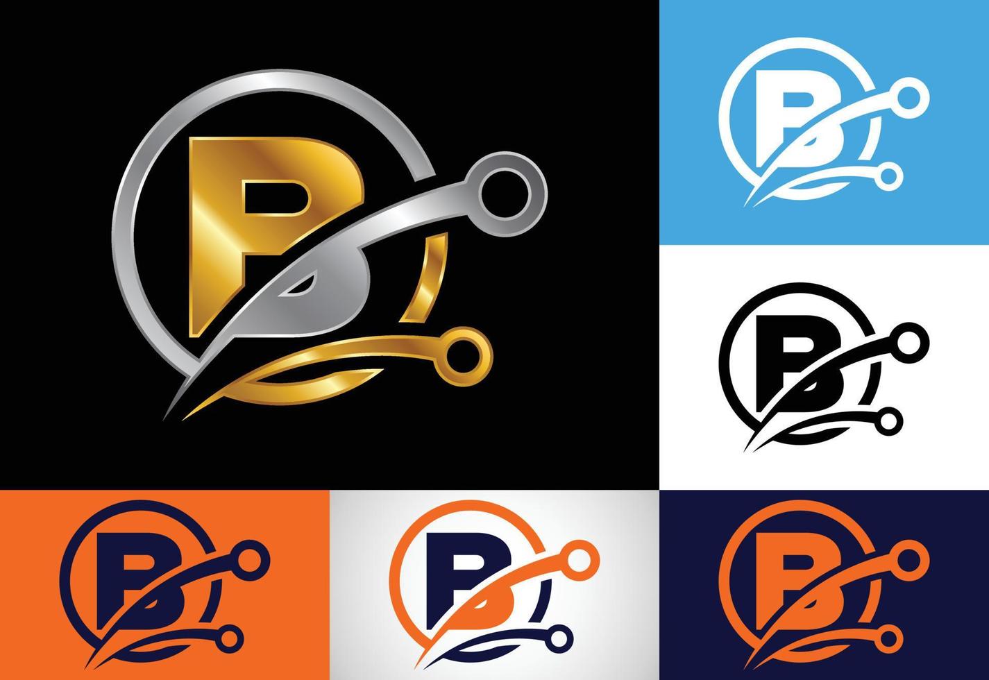 Initial B monogram alphabet in a circle with a technology sign symbol. Technology logo design concept vector template. Font emblem