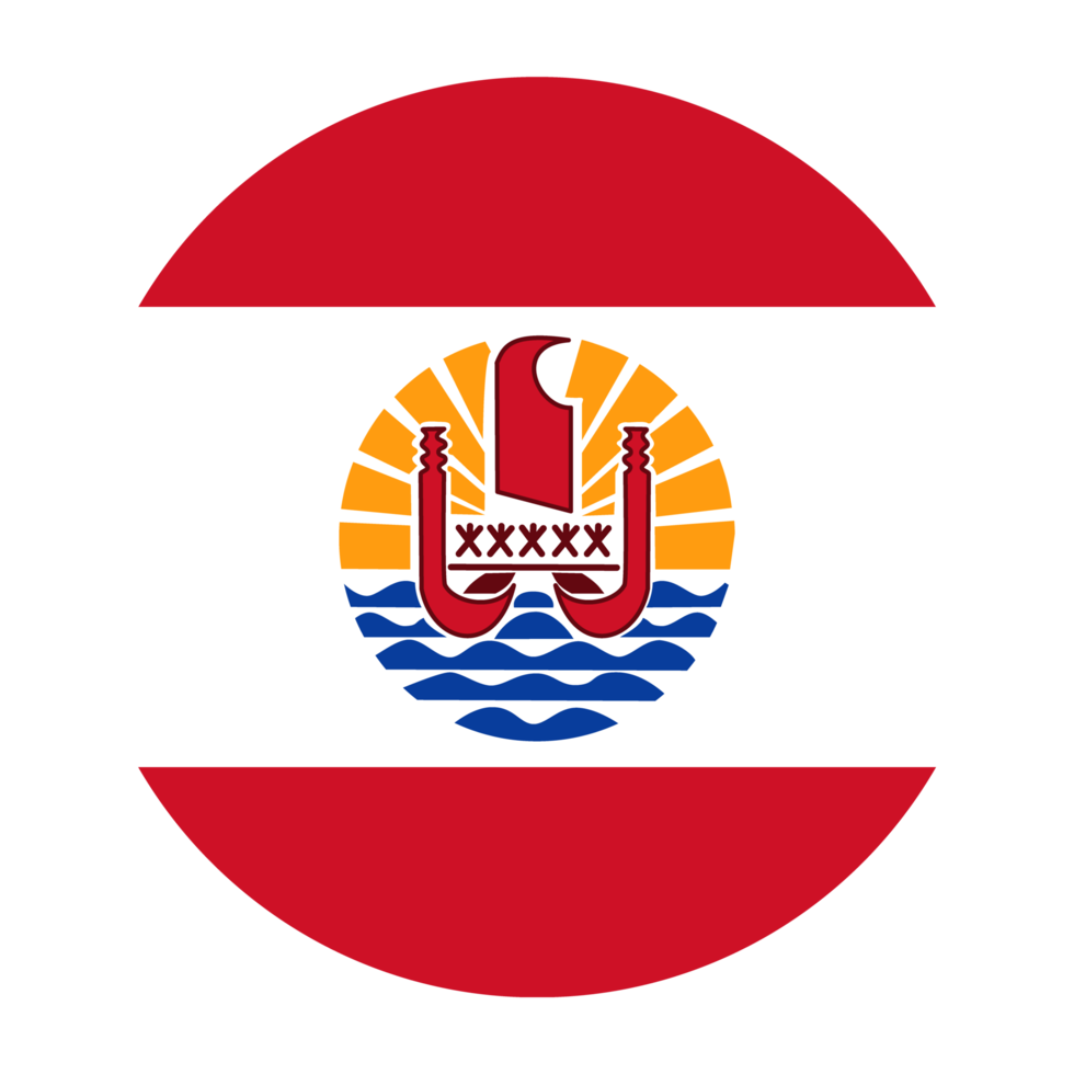French Polynesia Flat Rounded Flag with Transparent Background png