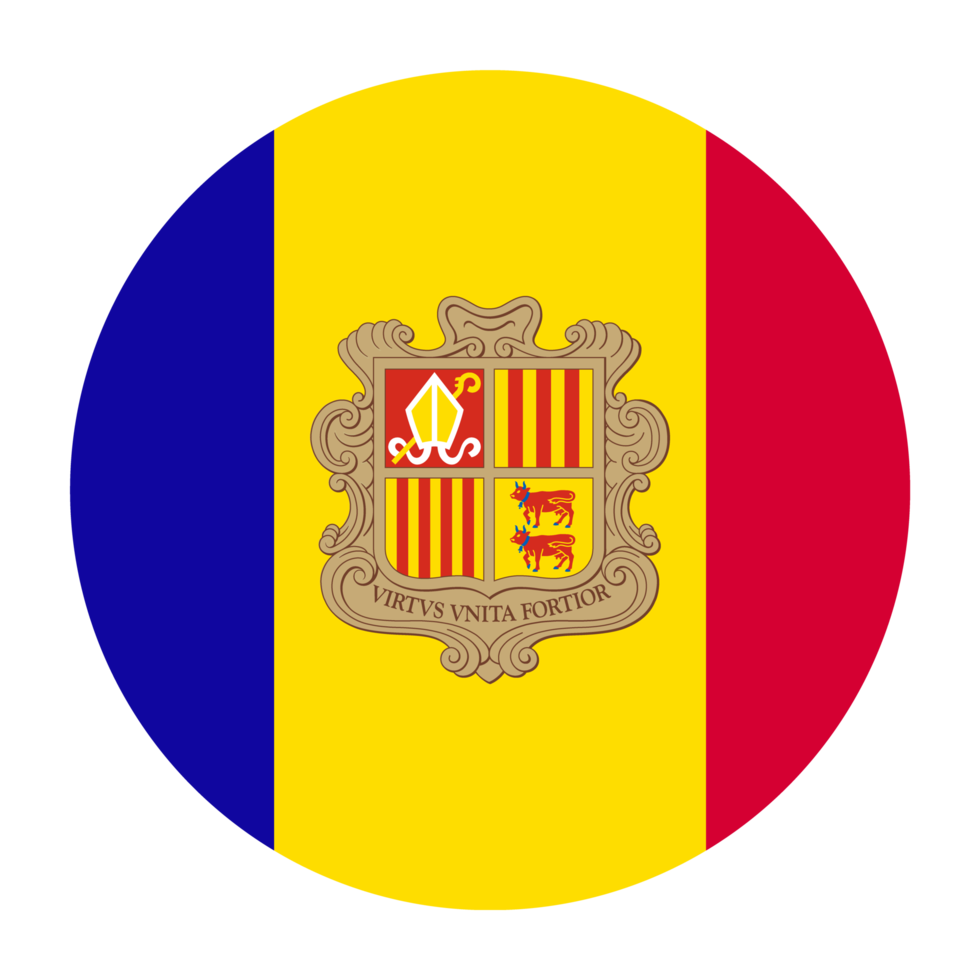 Andorra Flat Rounded Flag with Transparent Background png