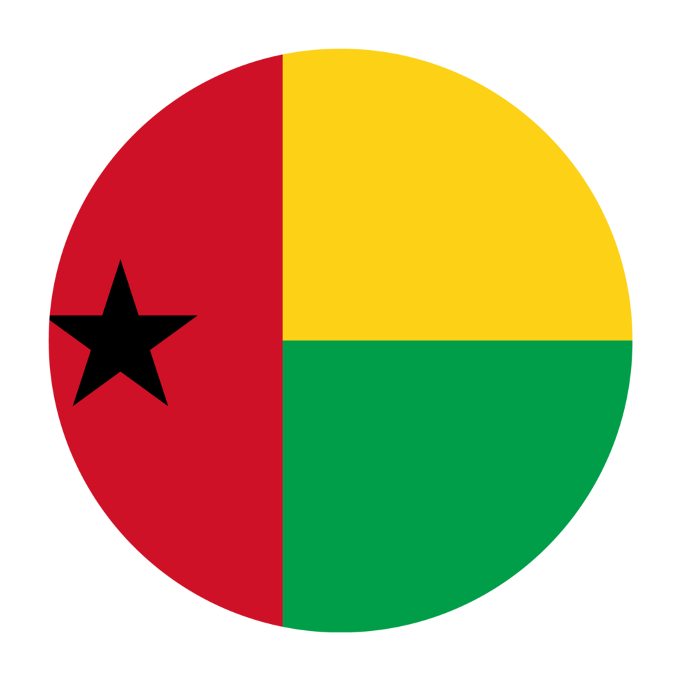 Bandeira plana arredondada da Guiné-Bissau com fundo transparente png