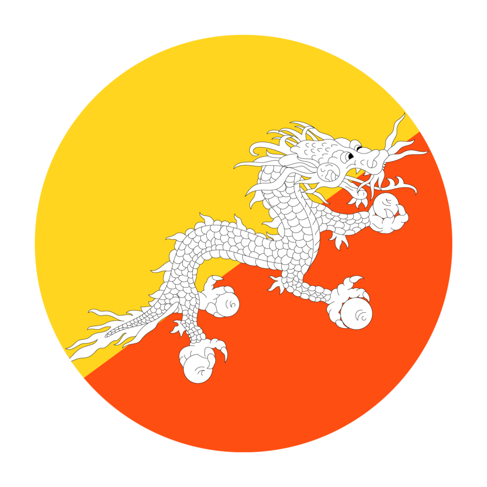 Bhutan Flat Rounded Flag with Transparent Background png