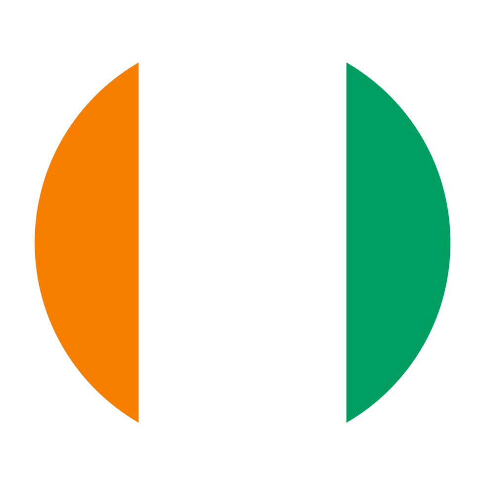 Ivory Coast Flat Rounded Flag with Transparent Background png