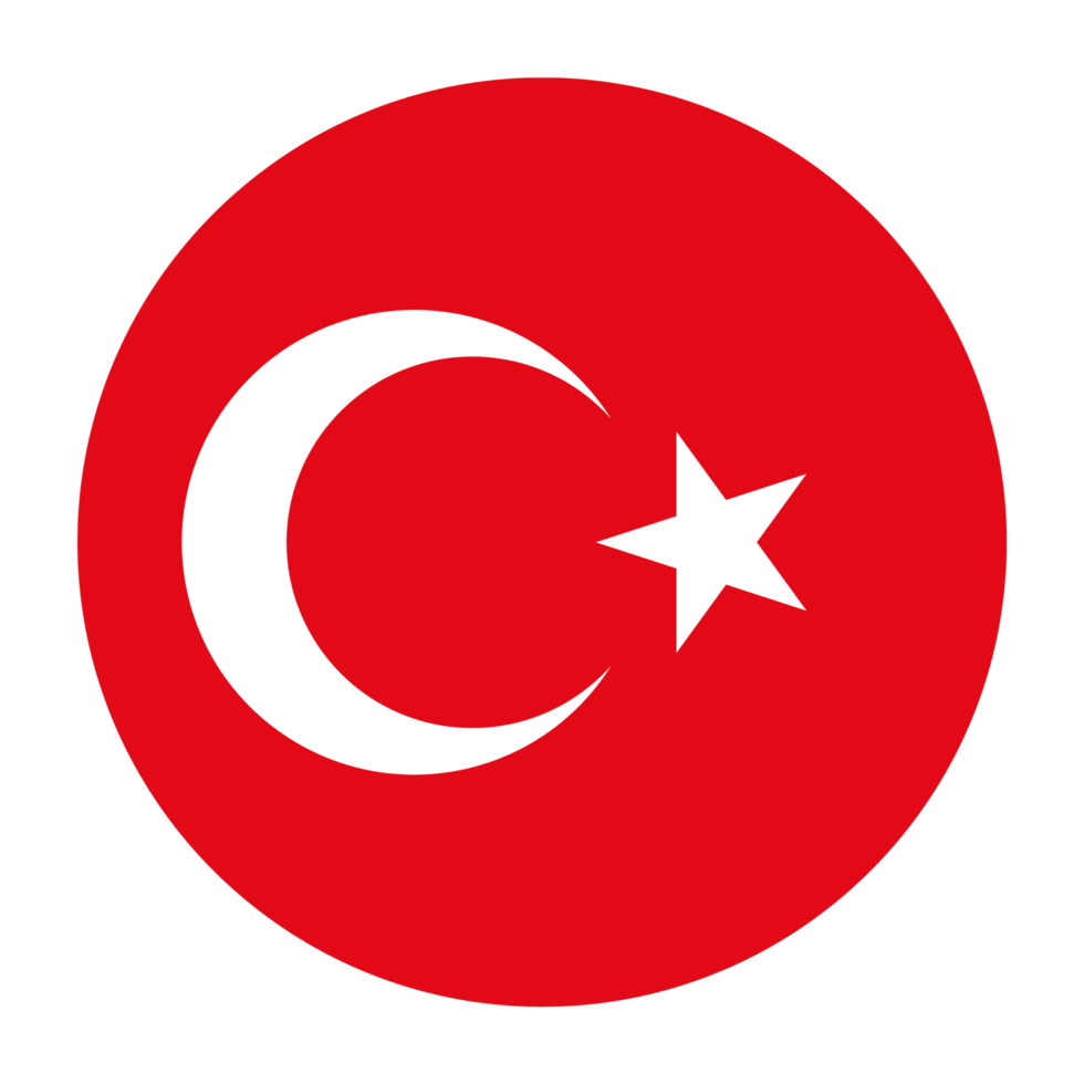 Turquía icono de bandera plana redondeada con fondo transparente png