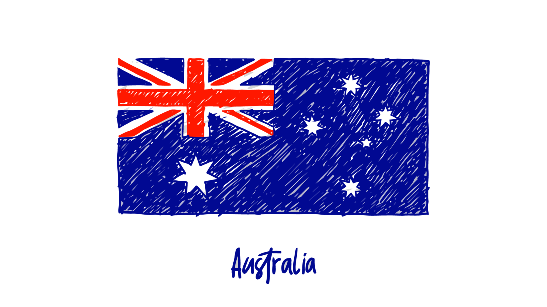 Australia National Country Flag Pencil Color Sketch Illustration png