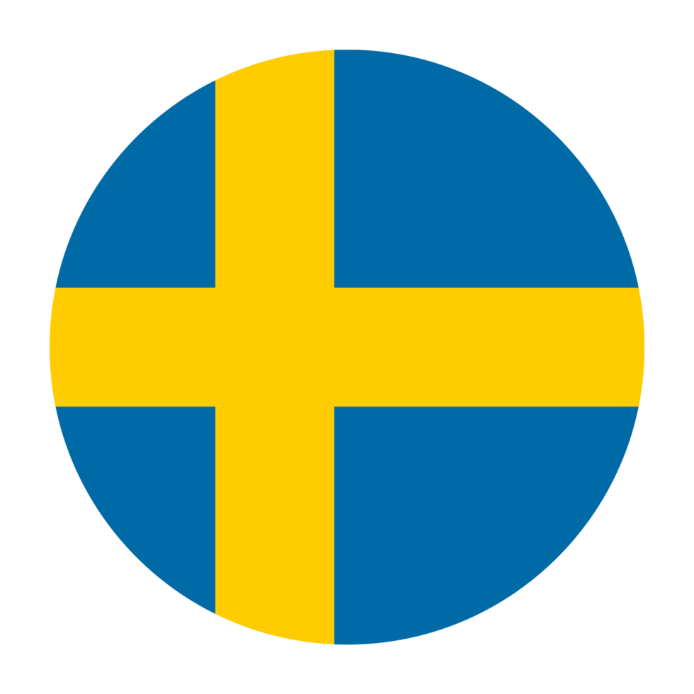 Sweden Flat Rounded Flag Icon with Transparent Background png
