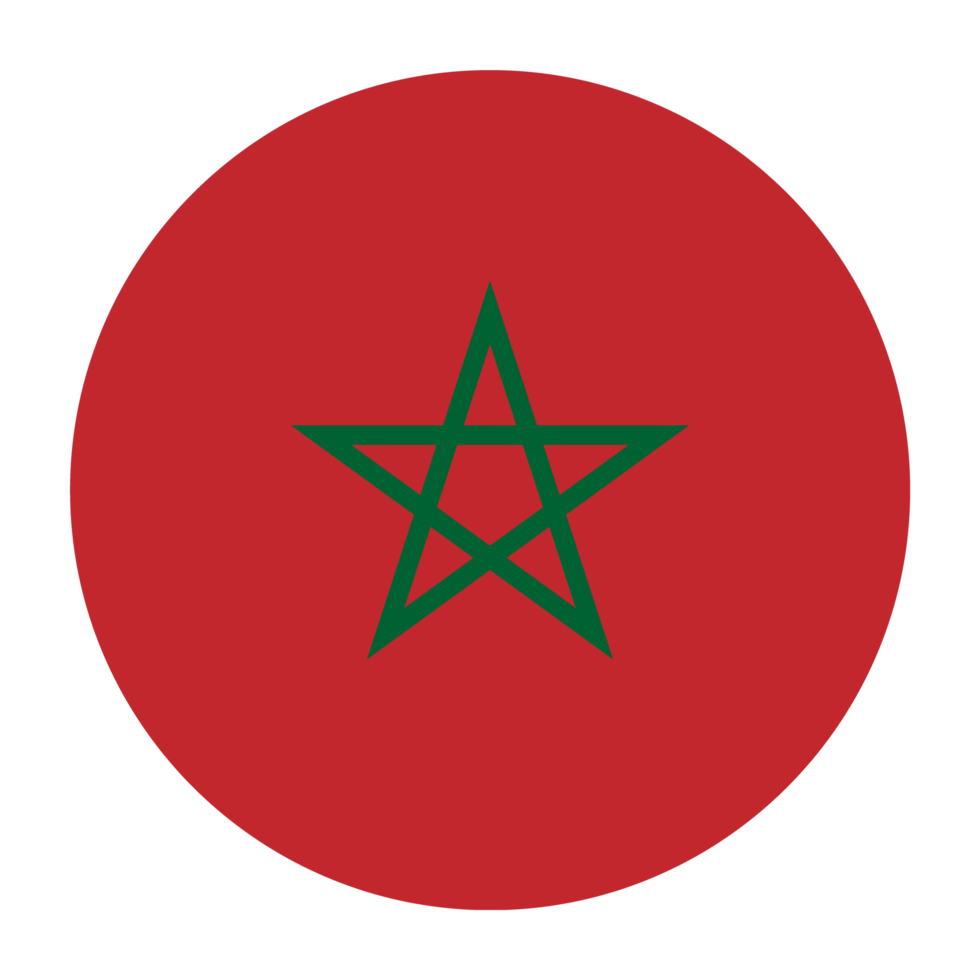 bandera plana redondeada de marruecos con fondo transparente png