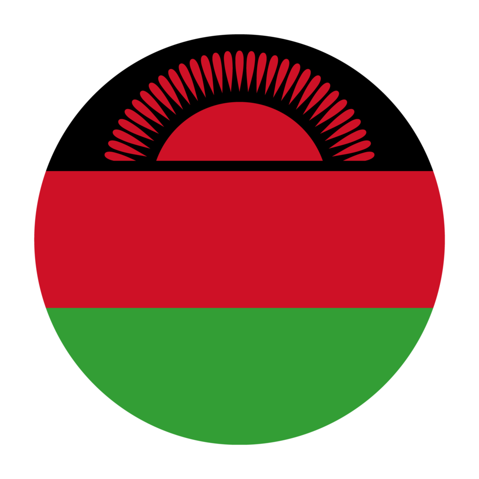 Malawi Flat Rounded Flag with Transparent Background png