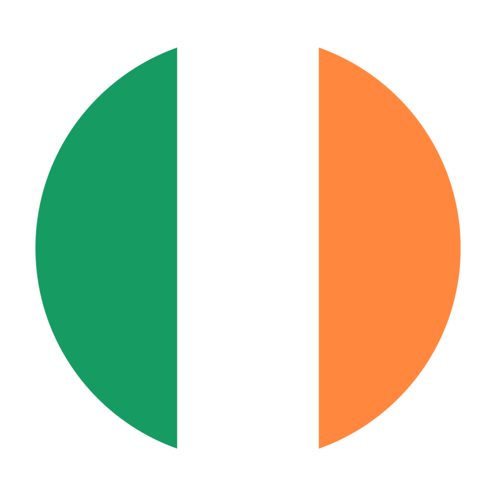 Ireland Flat Rounded Flag with Transparent Background png