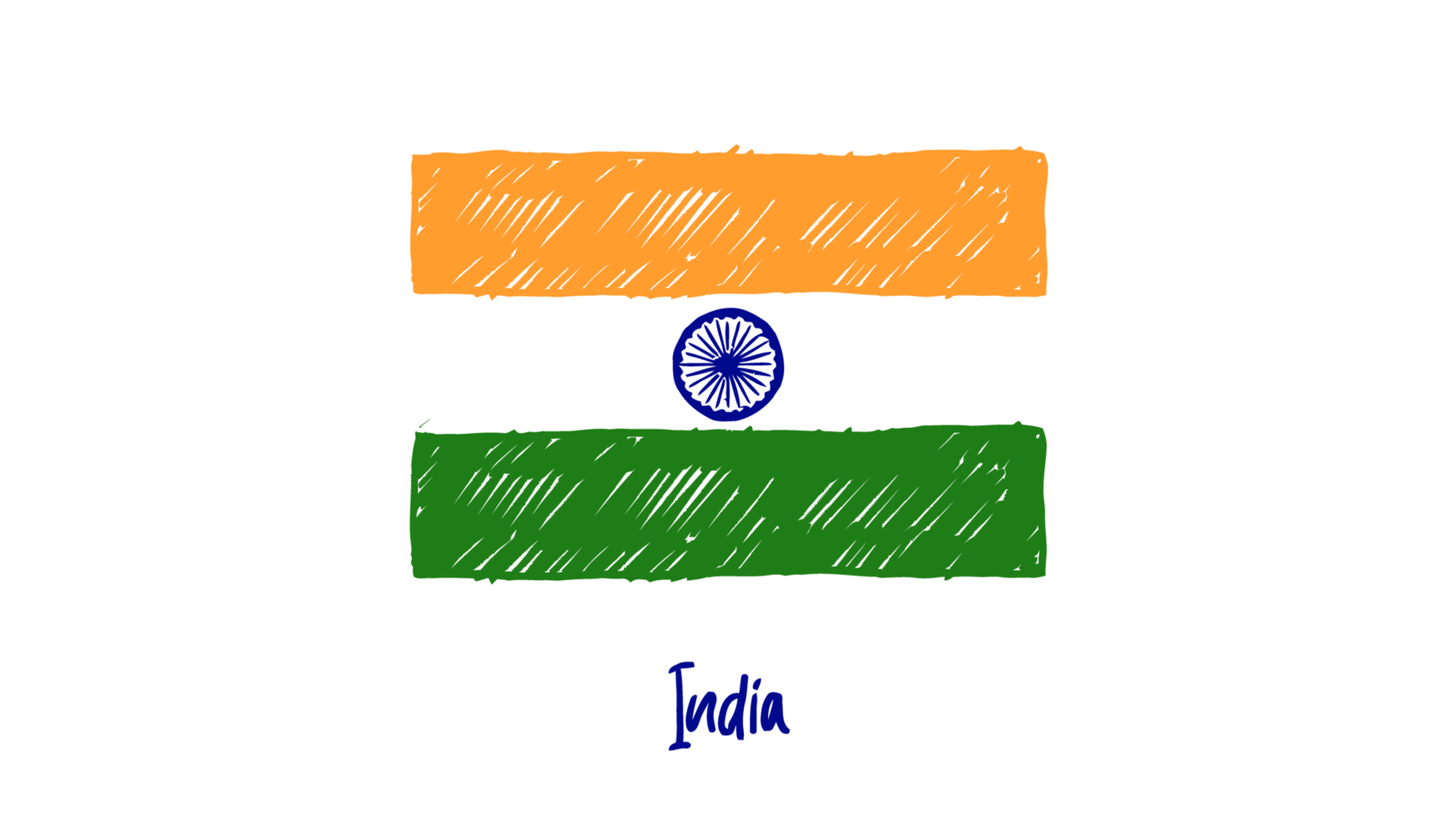 India nazionale nazione bandiera matita colore schizzo illustrazione png