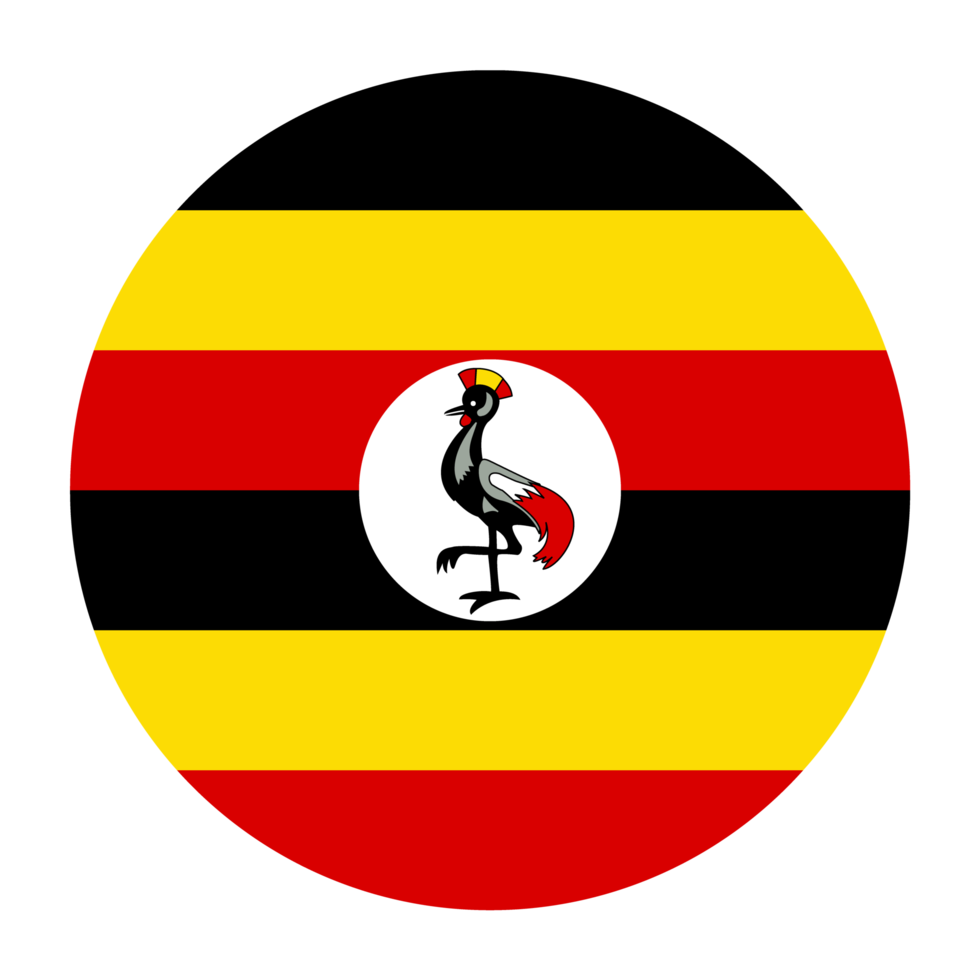 Uganda flache abgerundete Flaggensymbol mit transparentem Hintergrund png